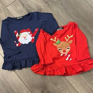Kids' Festive Holiday Tops - Santa and Reindeer